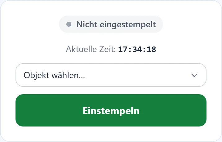 Objekt wählen und auf „Einstempeln" tippen.