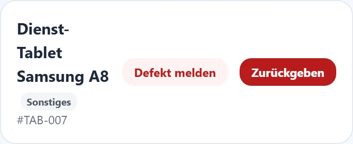 Eine Geräte-Karte mit Aktionen.