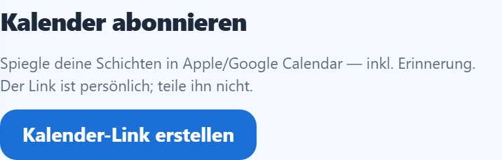 Schichten im Handy-Kalender abonnieren.