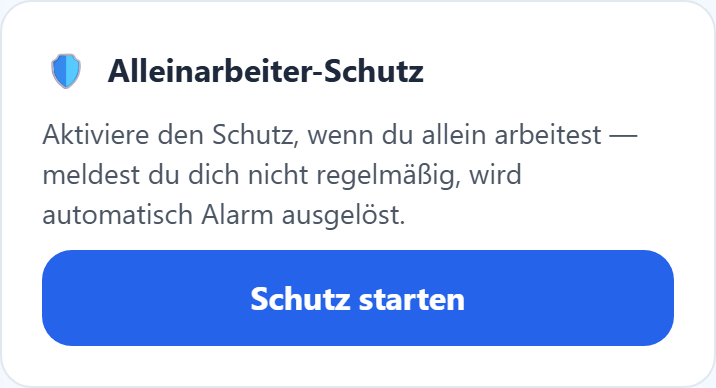 Alleinarbeiterschutz Notsignal in ShiftScan