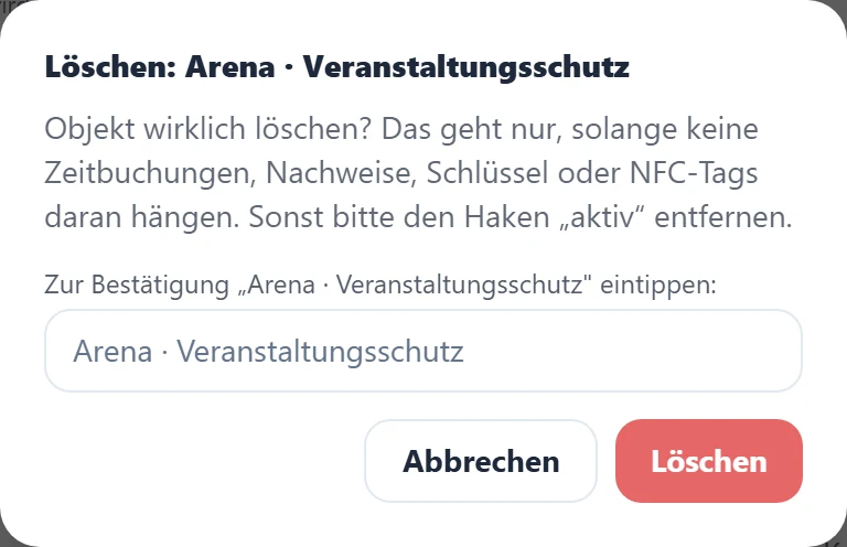 Der Dialog verlangt den Objektnamen als Eingabe und nennt die Bedingungen.