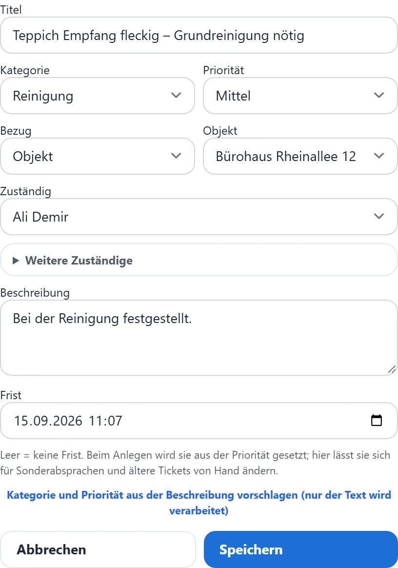 Ticket bearbeiten.